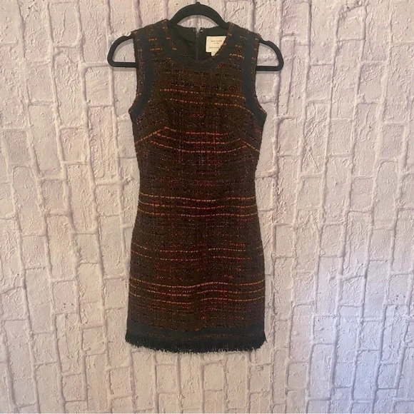 Kate Spade Tweed Sparkle So Foxy Bittersweet Sheath Mini Dress 4 Red Black - Picture 7 of 11